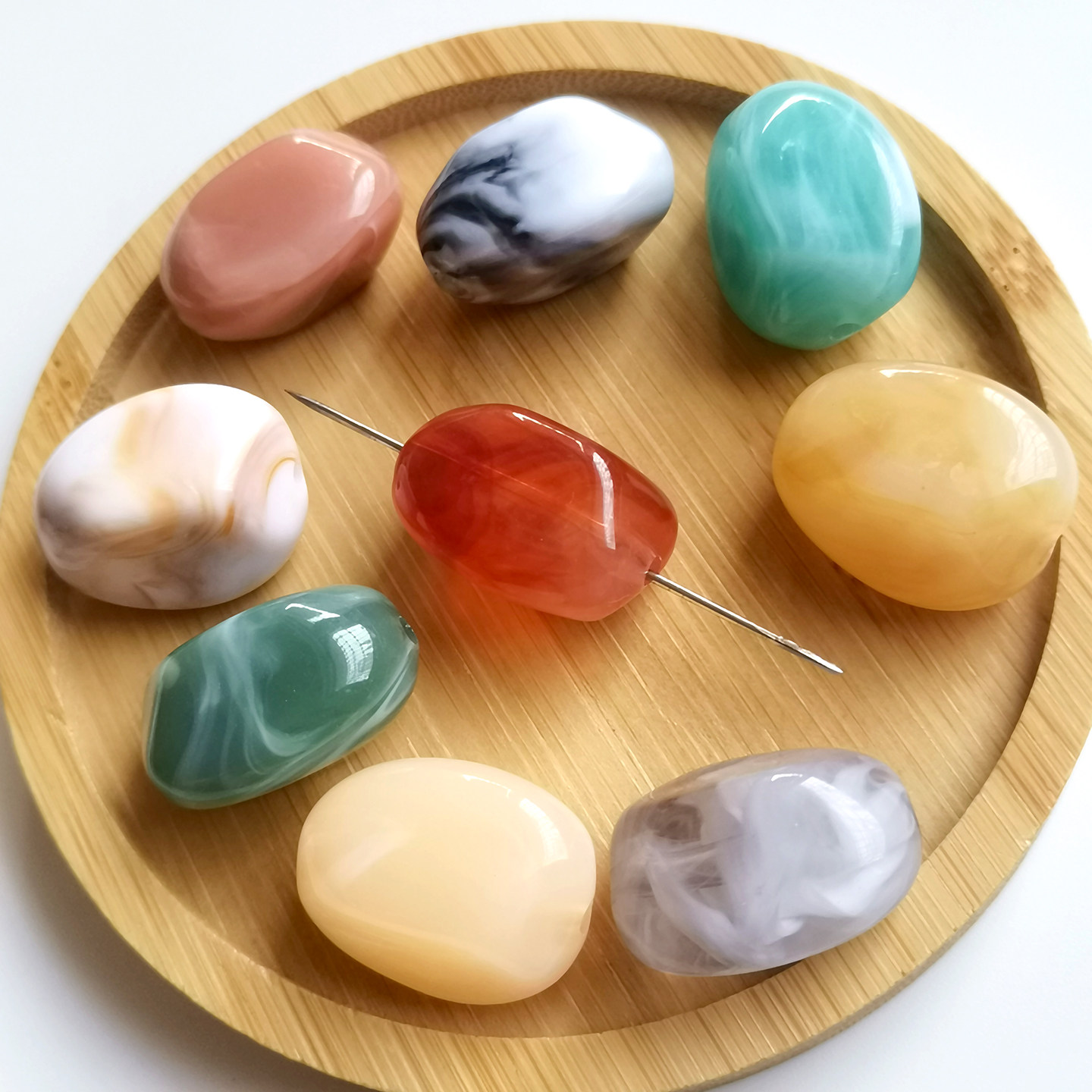 亚克力高亮双色四切面多色异形石头手串珠饰品DIY散珠子 配件材料