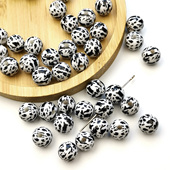 亚克力黑白斑点豹纹圆珠DIY手工配饰品串珠配件手链项链材料散珠