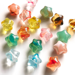 亚克力透明彩色五角星星珠子DIY手工材料串珠手机链配件儿童散珠