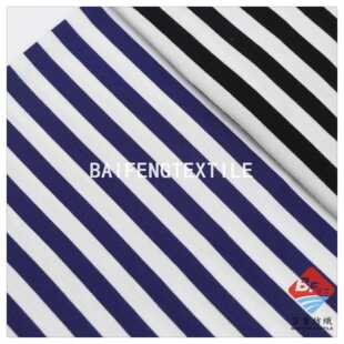 新款直销涤氨针织汗布面料 黑白条纹针织弹力莱卡棉t恤打底衫精梳