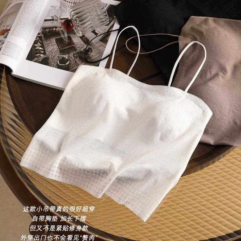 新款直销吊带美背心式女内搭带胸垫一体免穿文胸薄款防走光外穿一