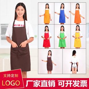 新款直销广告围裙定制印字logo订做促销活动礼品宣传桃皮绒红围腰