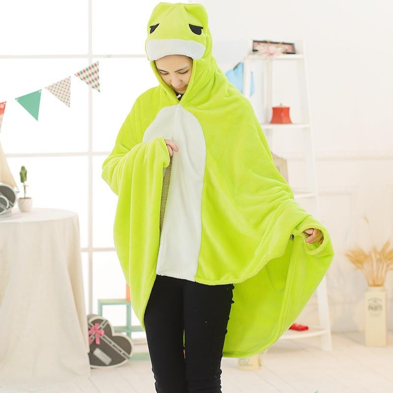 直销新款卡通可爱懒人连帽披风毯子学生披肩加厚保暖午睡斗篷办公