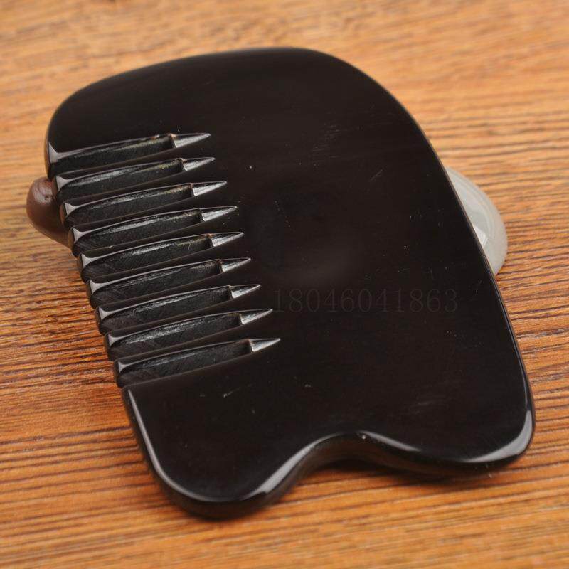 新款直销加厚黑水牛角八齿刮痧板头部疏通经络圆润多功能颈椎刮痧