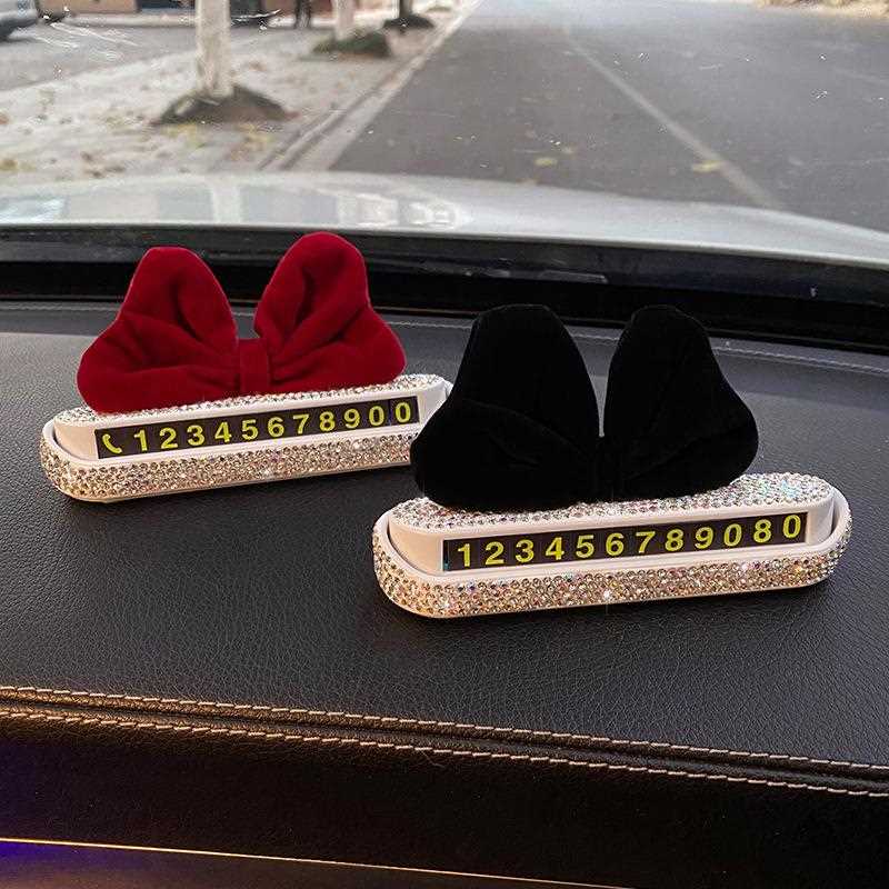 直销新款临时停车号码牌镶钻网红汽车移车电话牌网红女士车上用手