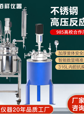 上海佰祥双层不锈钢反应釜高温高压电加热真空反应釜5L20L50L100L