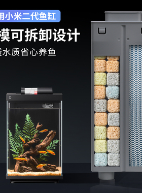 适用小米鱼缸二代过滤仓改装生化滤材滤芯替换滤棉可拆洗升级改造
