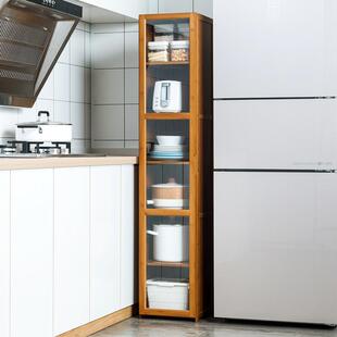 直销新款厨房用品收纳柜子落地多层多功能置物架带门厨具餐具储物