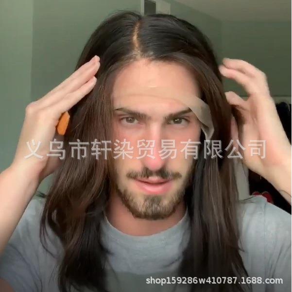 新款直销跨境外贸欧美男发假发 欧美男士假发 中长卷玫瑰网渐变假