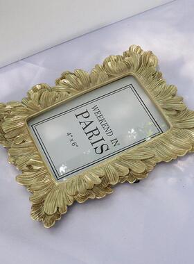 新款直销树脂工艺品欧式复古美式树叶6寸相框画框相架摆台创意家