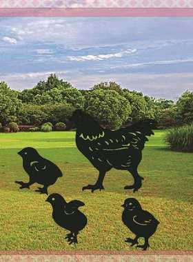 新款直销新款金属花园装饰铁艺鸭鸡一家亲草地园林装饰品创意镂空