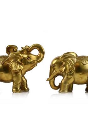 新款直销铜大象摆件一对黄铜财富如意象吸水象家居客厅店铺开业前