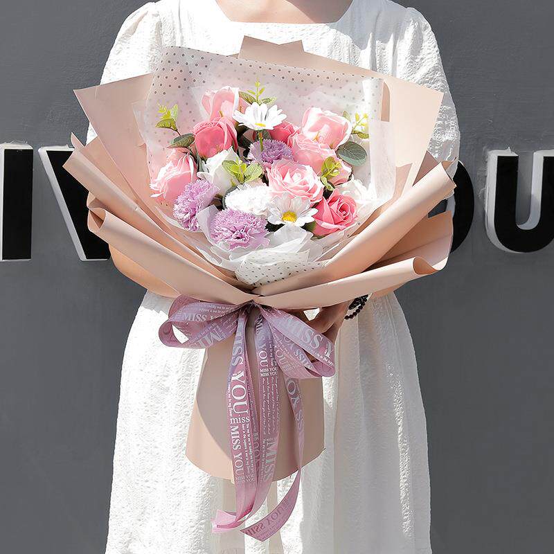 新款直销香皂花玫瑰大花束康乃馨仿真花束母亲节520情人节创意礼