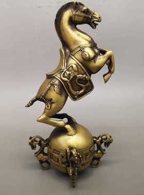 新款直销古韵斋 黄铜马 摆件生肖黄铜马工艺品摆设 家居酒柜装饰