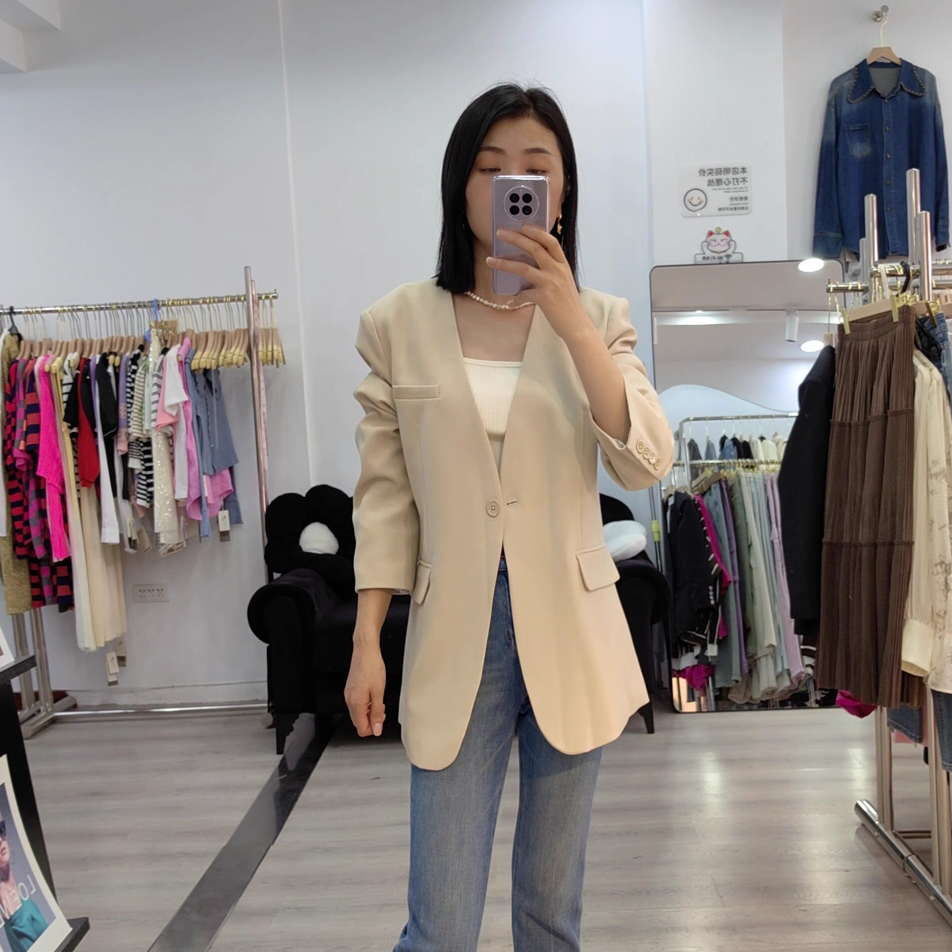 长袖极简一粒扣羊毛上衣外套西服