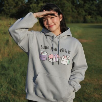 日本寿司卷卫衣女 宽松设计感上衣 休闲圆领套头春秋款小众印花外