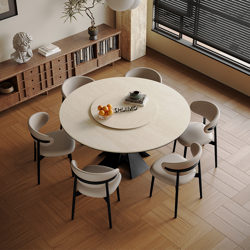 德利丰洞石白蜡木桌脚实木餐桌