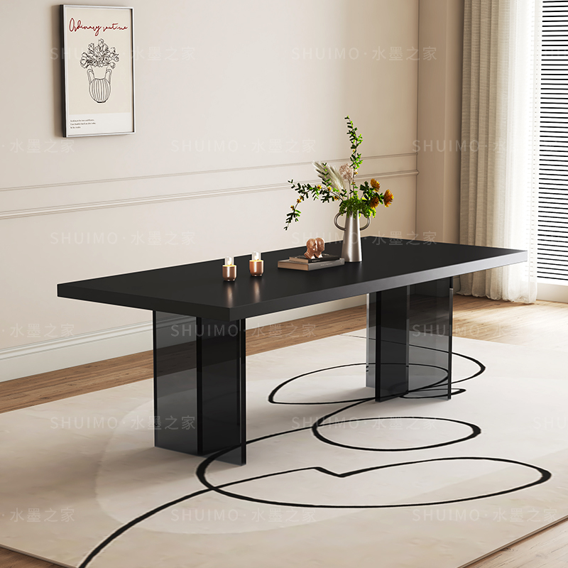 德利丰岩板法式复古亚克力悬浮餐桌轻奢现代简约白色极简桌小户型