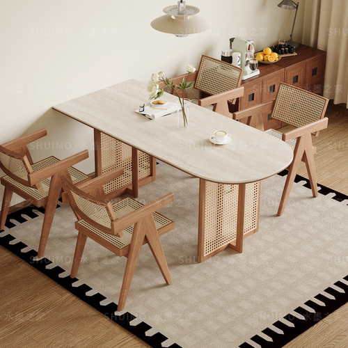 广东佛山德利丰洞石实木餐桌