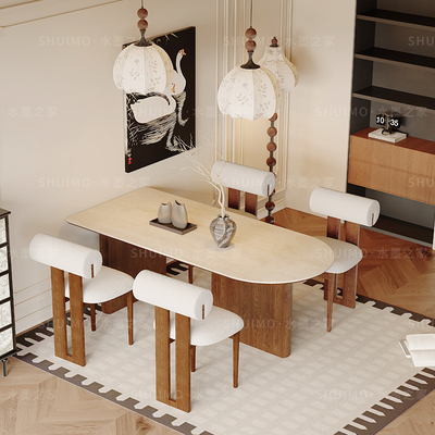 德利丰正品岩板实木餐桌