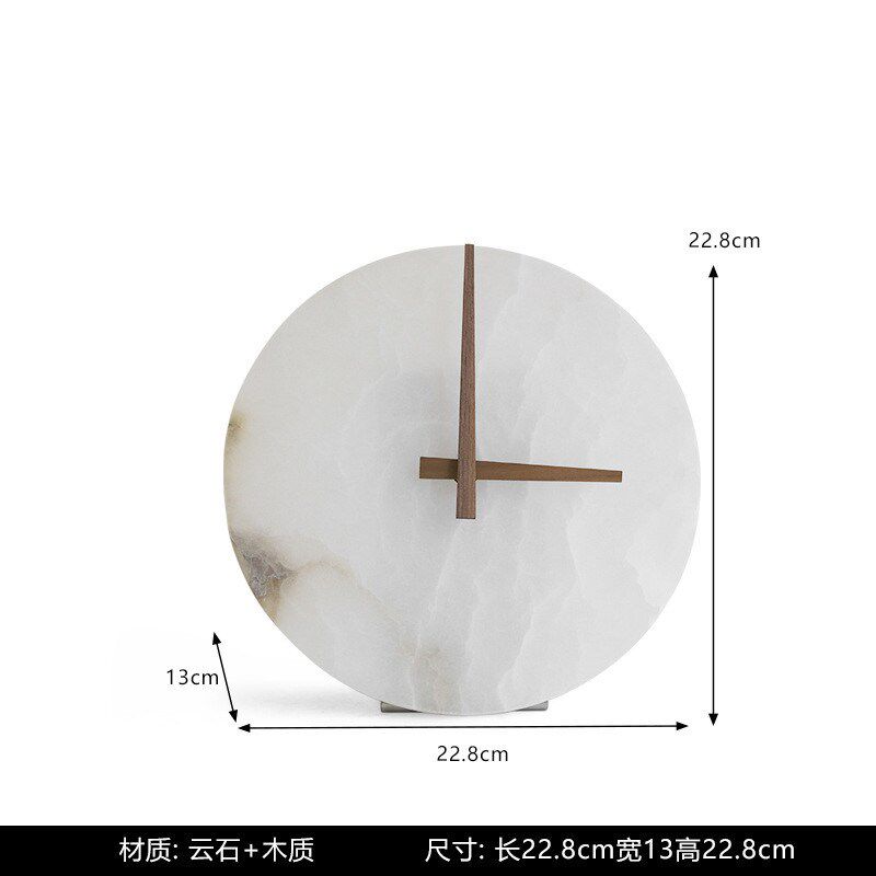 现代轻奢高档大理石时钟摆件样板间客厅卧室玄关白色云石台钟座钟