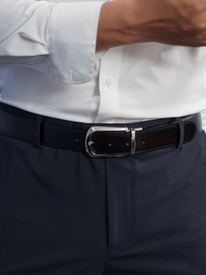 黑色棕色马蹄扣男士皮带双面自由剪裁商务正装男头层牛皮腰带35MM