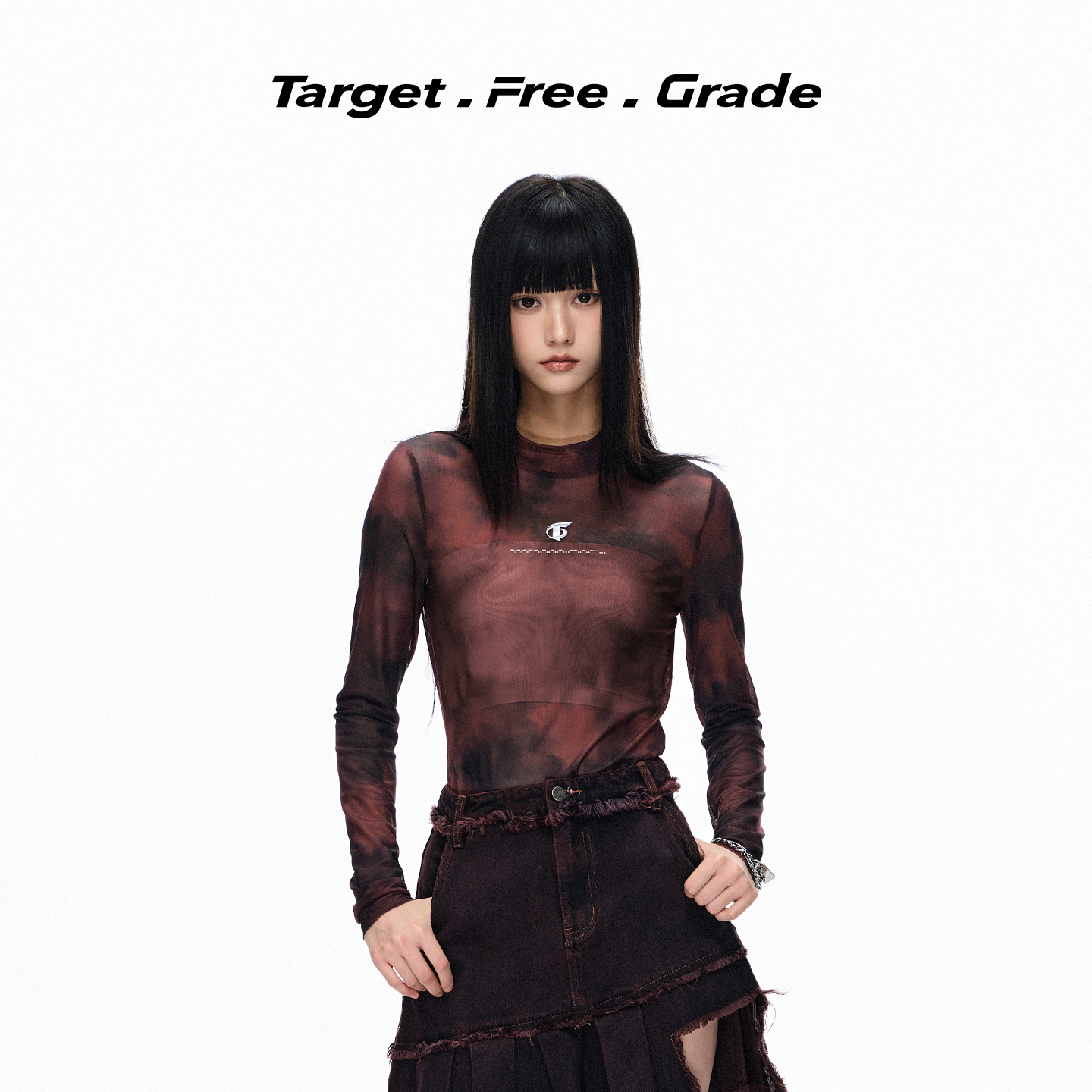 【王琳凯同款】tfg印花网纱打底