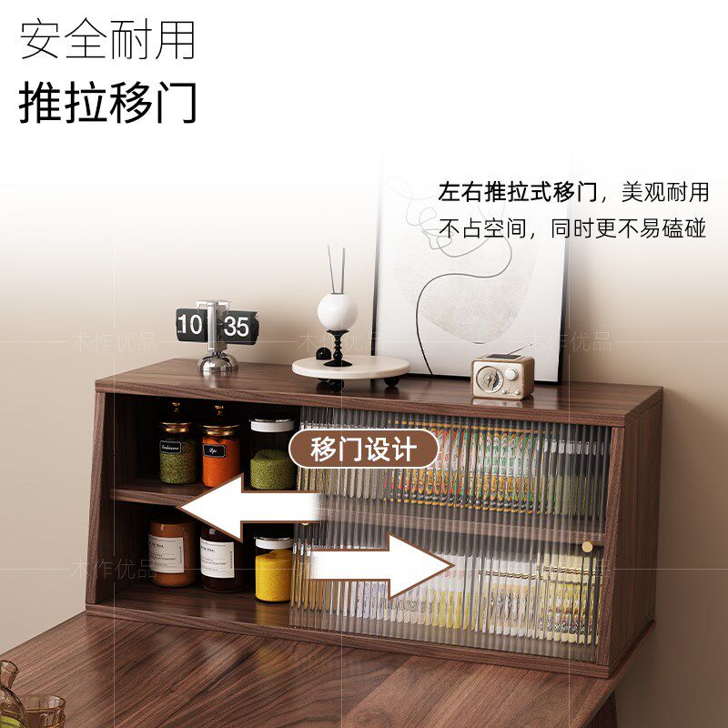 日式餐边柜实木桌面收纳柜餐桌置物架厨房杯子咖啡台面桌上置物柜