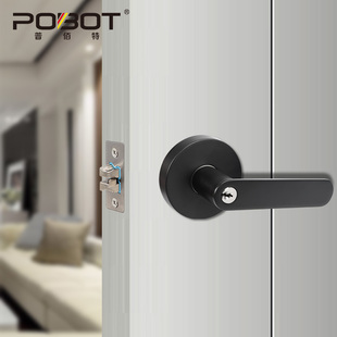 黑色三杆执手锁家用通用型卧室房门锁室内卫生间厕所球形改把手锁