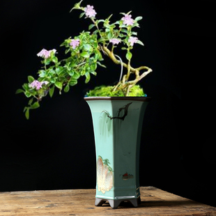 特大号兰花专用花盆陶瓷哥窑中国风透气吊兰盆景盆高款复古紫砂盆