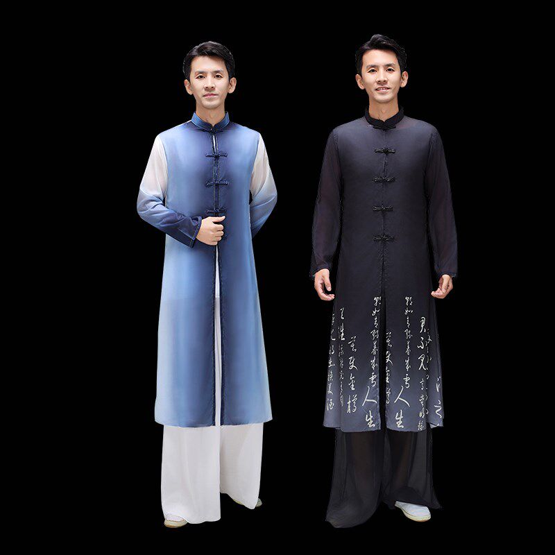 中式男装佛系禅意古风汉服中国风演出服长衫马褂道袍禅舞服装仙气