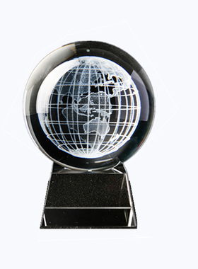 高档大小号水晶球地球摆件 内雕球生日礼物家居客厅办公室装饰品