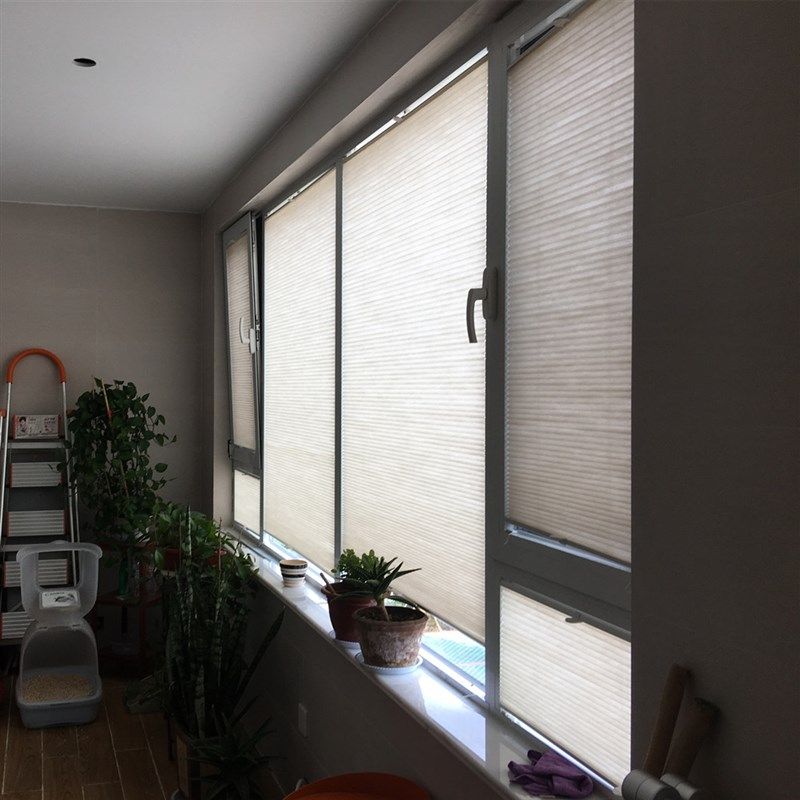 免打孔百叶内倒内开窗窗帘玻璃帘壁虎帘卫生间遮阳卷帘防水蜂巢帘