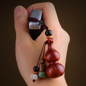 戏木堂创意紫檀黑檀绿檀黄花梨小葫芦挂件钥匙链女汽车钥匙扣挂坠