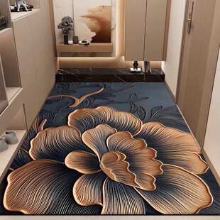 富贵花入户门地垫硅藻泥大门口玄关地毯进门防滑脚垫长款竖版门垫