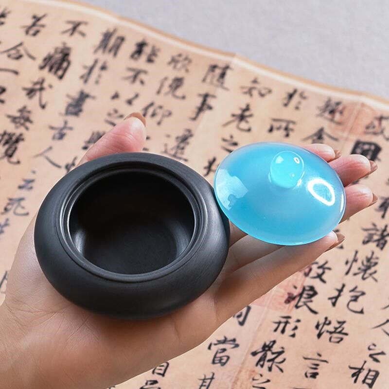 小砚台带盖书法专用毛笔研台墨海迷你砚池墨盘文房四宝便携式墨池