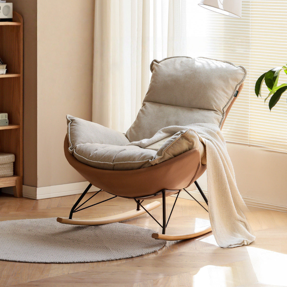 布艺蛋壳椅单人沙发椅摇椅大人躺椅懒人沙发阳台家用休闲摇摇椅,住宅家具,摇椅,淘宝优惠券,粉丝福利购,淘宝优惠卷