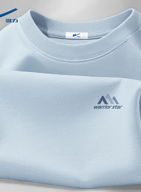 回力纯棉短袖男款透气简约男士上衣2026新款浅蓝色宽松t恤男夏天C