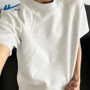 回力短袖t恤男拼接流行时尚男士半截袖圆领美式高街宽松半袖男款C
