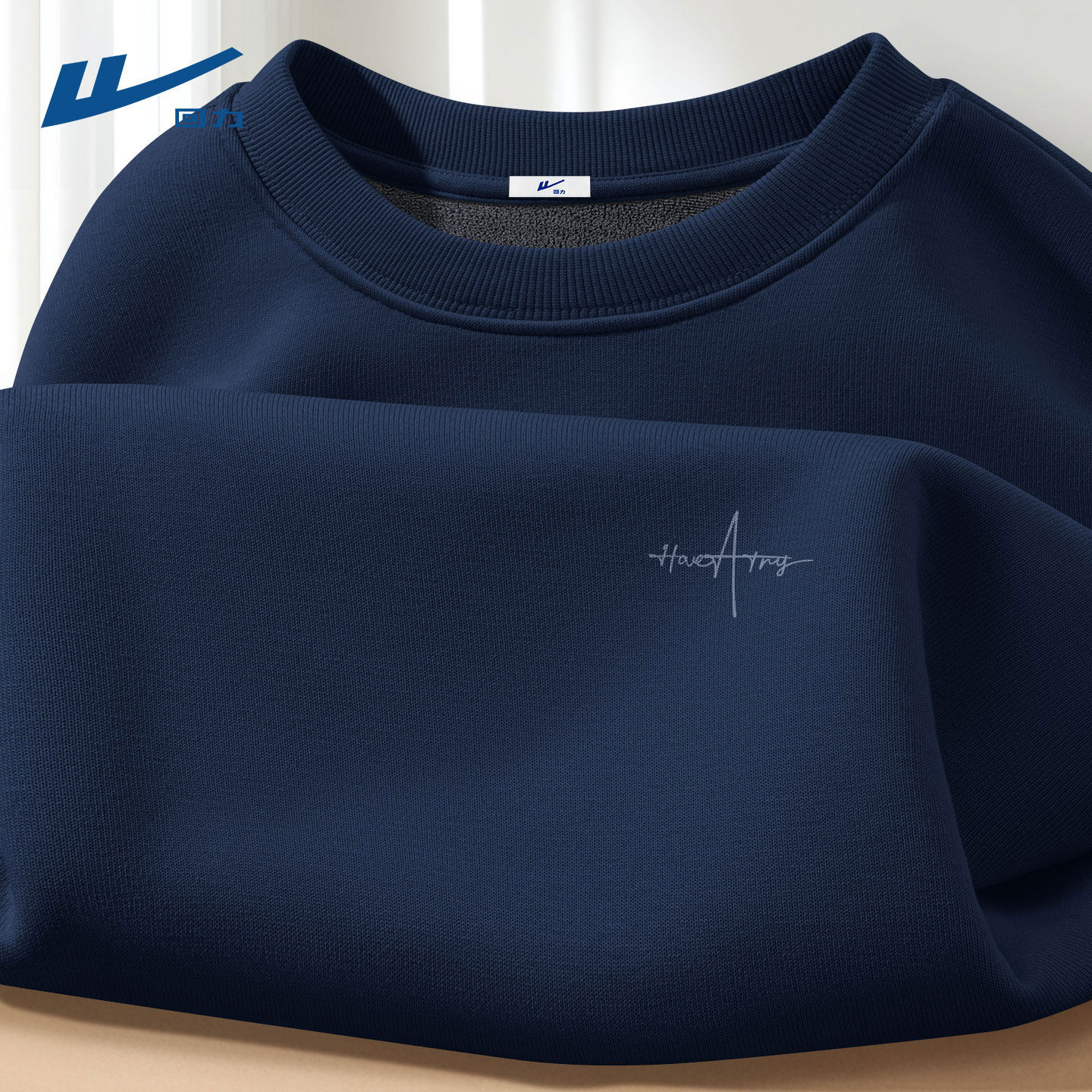 回力男生加厚卫衣冬季新款保暖衣服男款重磅潮牌复古无帽男上衣C