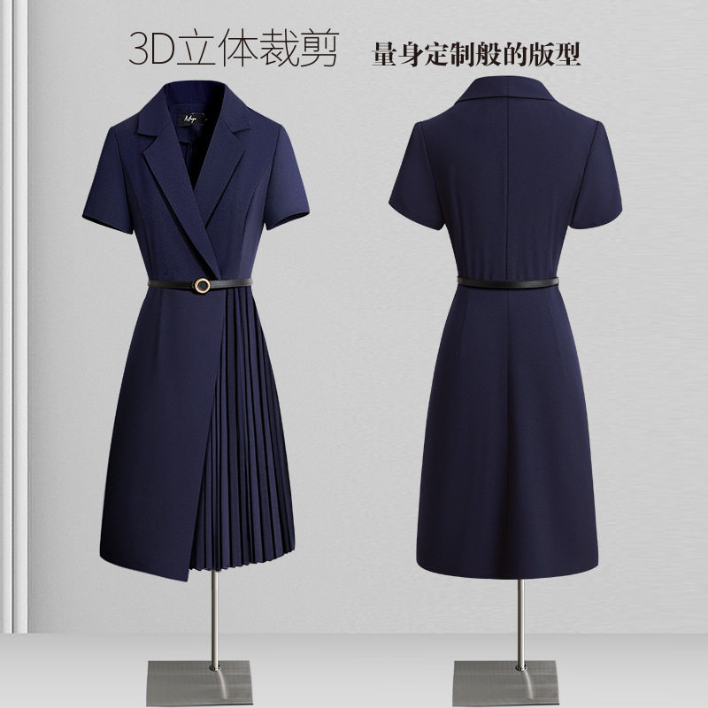 职业连衣裙夏季女黑色高级感西装连衣裙