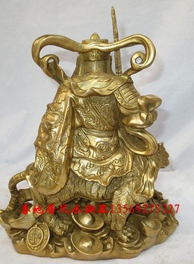 极速黄铜铜器武财神赵公明铜像铜骑虎赵公明神像供奉家居摆件镇宅