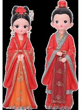 金玉良缘新郎新娘摆件树脂工艺品家居婚房装饰七夕情人节结婚礼品