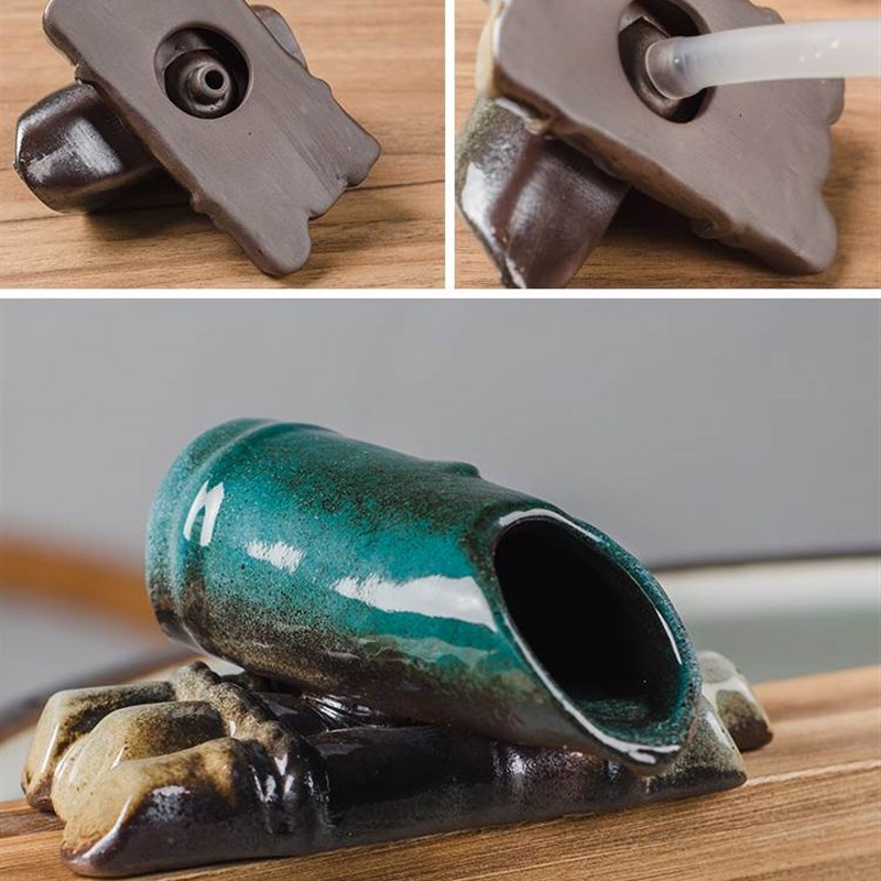 喷泉配件鱼缸循环小号流水自制出水口摆件陶瓷装饰器假山中式陶罐