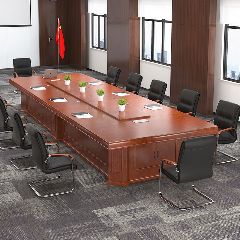 大型会议桌长方形政府开会桌实木会议办公桌会议室培训桌椅组合
