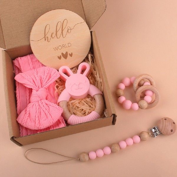 5pcs Baby Appease Set Pacifier Chain Headband Teether Cute