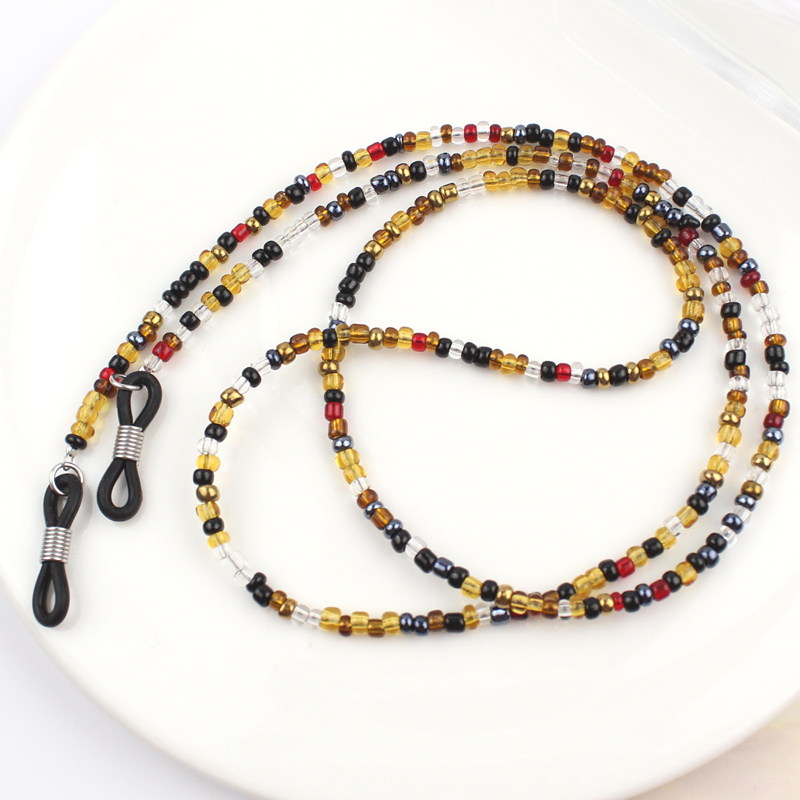 眼镜配件眼镜链挂链防滑眼镜带老花眼镜绳玳瑁色串珠 口罩链挂绳