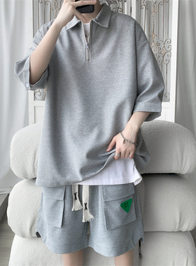 Plus Size 5XL-M Fashion Waffle Loose Casual Mens Sets Simpl