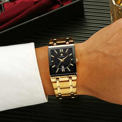 极速Relogio Masculino WWOOR Gold Watch Men Square Mens Watch