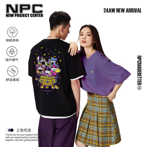 NPC潮牌纯棉三代五路财神尤莱特印花短袖男官方正品假一赔十